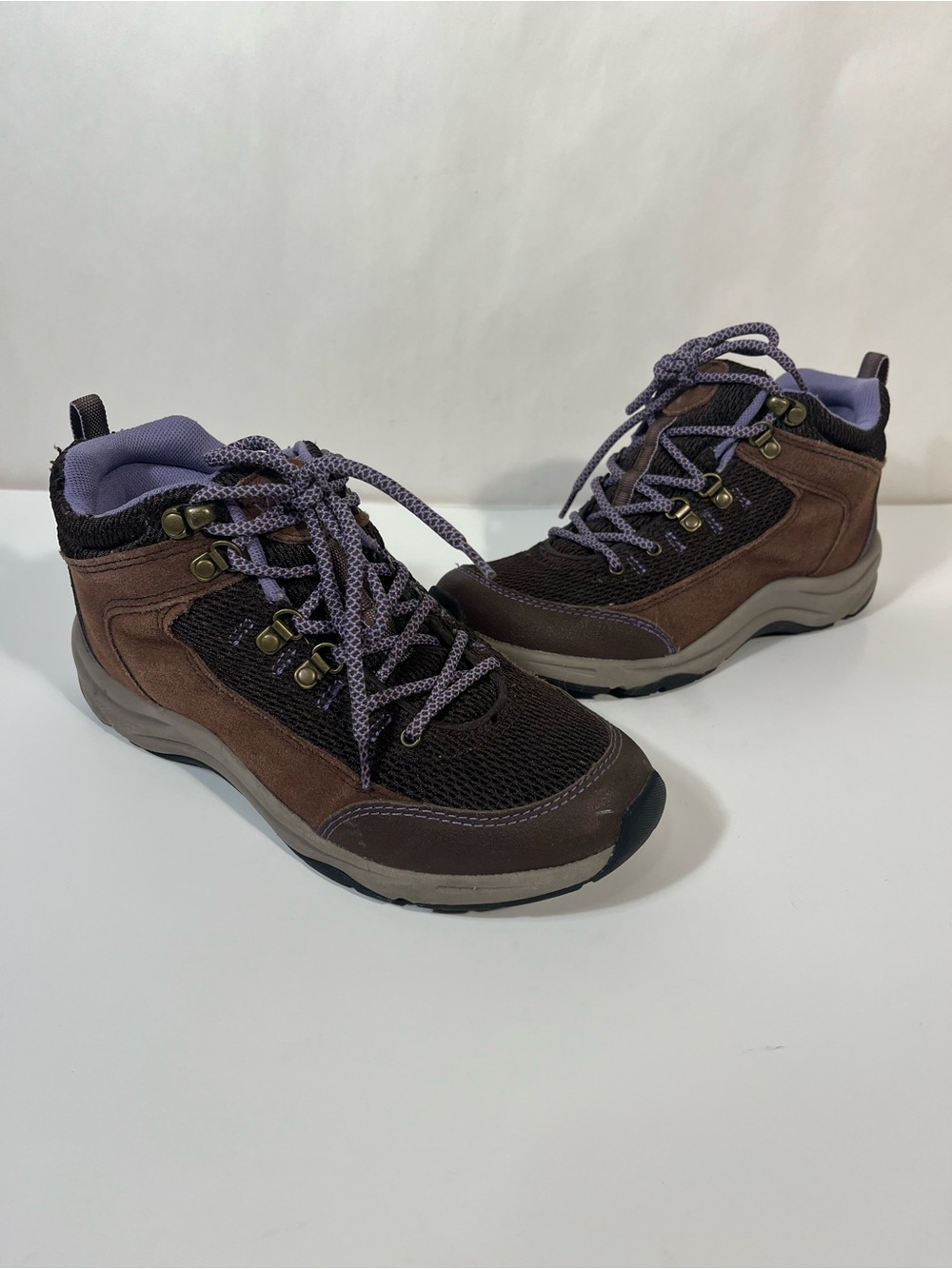 Vionic Cypress Brown Suede with Purple Hiking Trail Boots Gorpcore Women’s 7
